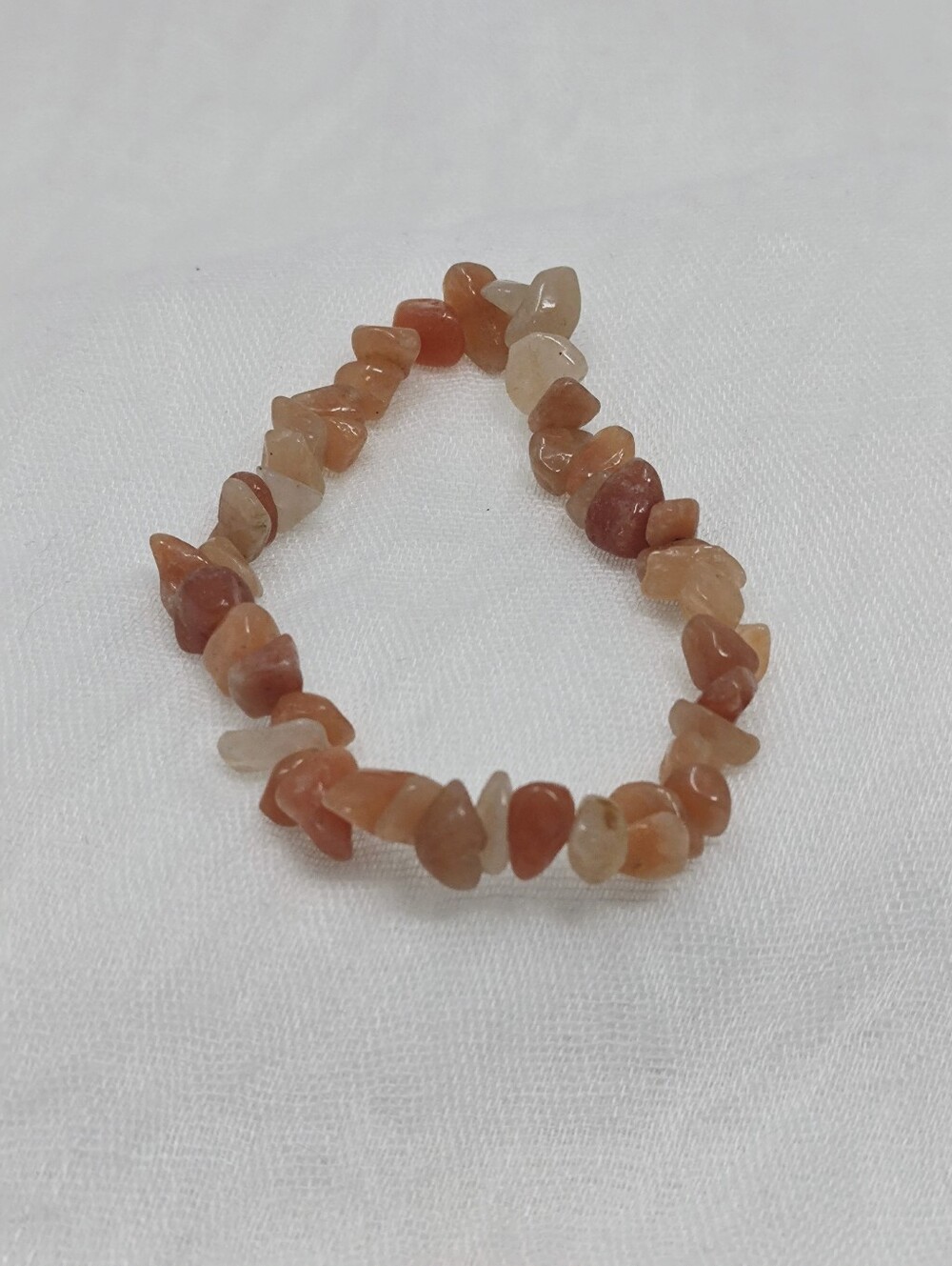 Peach Tone Natural Stone Chip Stretch Bracelet Boho Handmade Jewelry